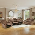 thumbnail image 3 of Bonzy Home Manual Recliner Sofa Set — 3-Piece Microfiber Reclining Couch Set (1 Recliner, Loveseat & 3-Seat Sofa), Brown, 3 of 7