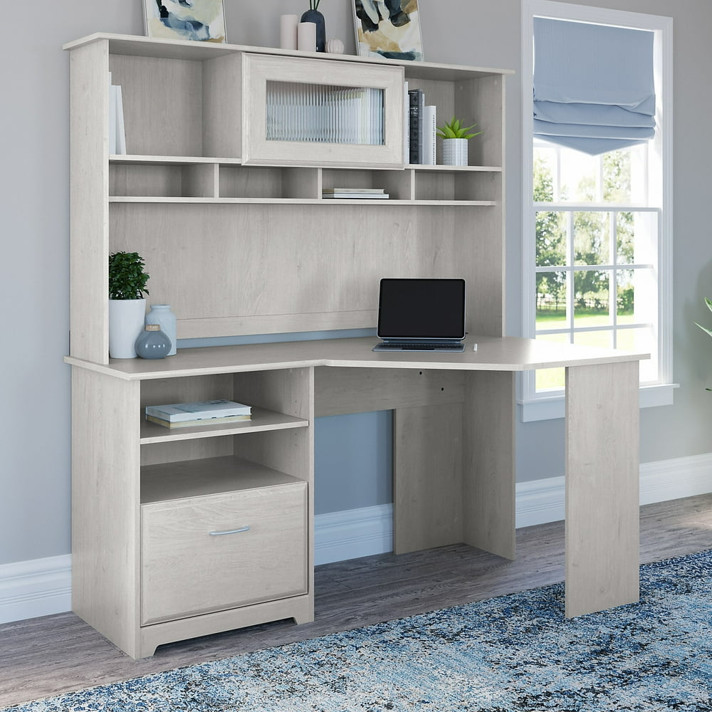 Bush Furniture Cabot 60W Corner Desk with Hutch, OffWhite Walmart