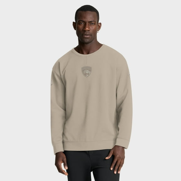 Men's Fanatics Tan Florida Panthers Authentic Pro Road Tri-Blend Sweatshirt