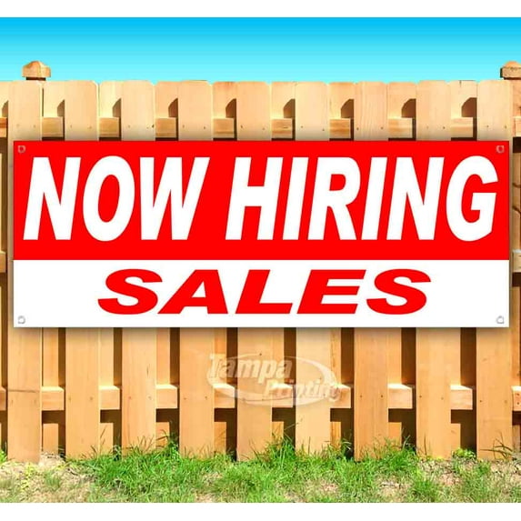 Now Hiring Sales 13 oz Vinyl Banner With Metal Grommets