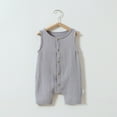 thumbnail image 2 of USNSM Newborn Baby Boys Girls Solid Color Cotton Linen Romper Summer Jumpsuit Sleeveless Overalls Clothing Set Gray 90, 2 of 3