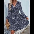 thumbnail image 4 of Vestido Elegante para Mujer, Cuello en V, Larga, Cintura Alta, Corte Holgado, para Fiesta de Graduación, Cóctel, Corto Flores Pequeñas M, 4 of 8