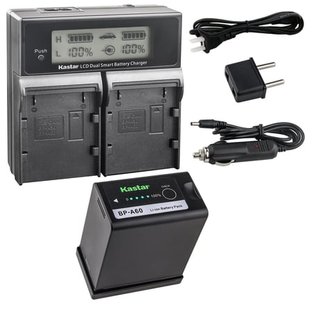 Kastar 1-Pack BP-A60 Battery and AC LCD Dual Fast Charger Compatible with Canon EOS C200 EOS C200B Cinema Camcorder EOS C220B PL Mount 4K UHD Digital Cinema Camera EOS C300 Mark II PL Cinema