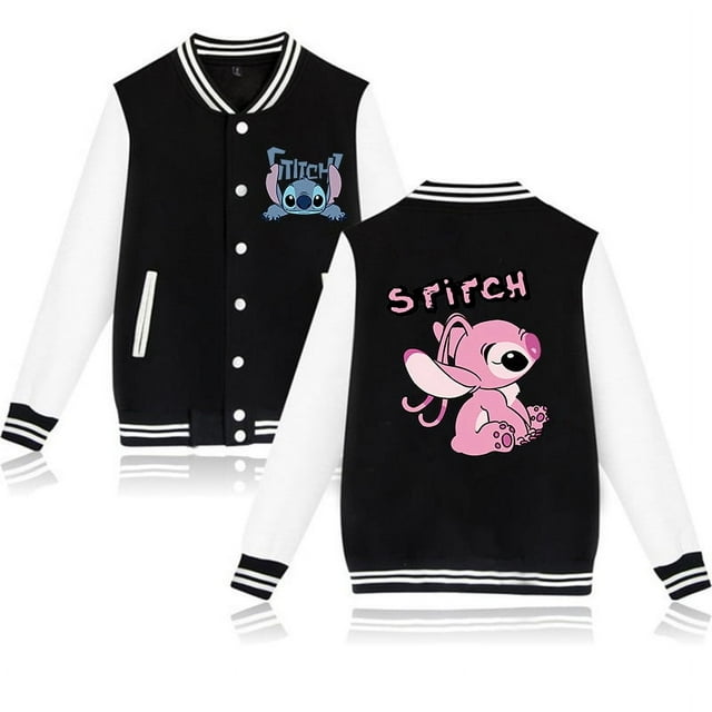 Y2k 90s Stitch Disney Sudadera con capucha chaqueta de béisbol hombres mujeres sudadera niños niñas chaquetas Harajuku ropa de calle abrigos universitarios