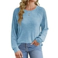 thumbnail image 2 of KIHOUT Spring Winter Womens Tops Fashion Solid Color Round-Neck Pullover Long Sleeve Loose Sweatshirts Tops, 2 of 8