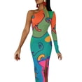 thumbnail image 1 of Vibrant Color Block Maxi Dress One Shoulder Abstract Geometric Aesthetic Bodycon Dresses Summer Dress Woman Pattern Vestido, 1 of 5