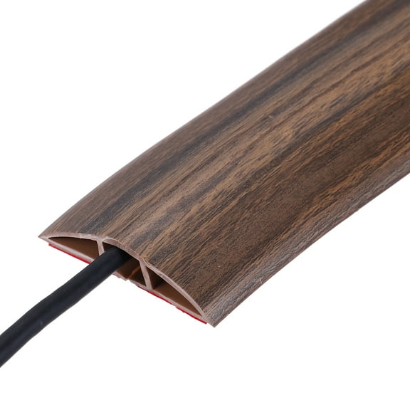 Uxcell Floor Cord Cover 4ft, Extension Cord Hider for Floor Cable Management 0.47" W x 0.24" H, Mist Brown