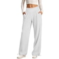 thumbnail image 2 of vdgthytj Athletic Pants for Women Elastic High Waist Wide Leg Adjustable Cuff Running Jogging Casual Trousers with Pockets(X-Large,White), 2 of 8