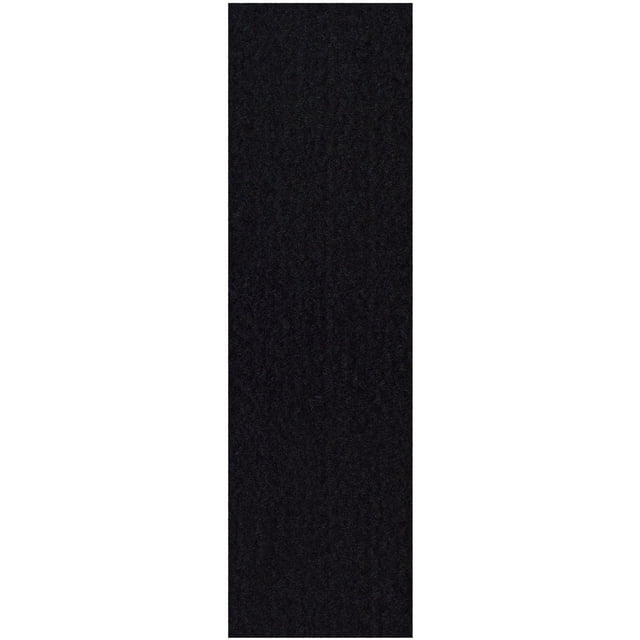 Saturn Collection Rubber Marine Backing Pet Friendly Runner Black - 3' x 10' Rug