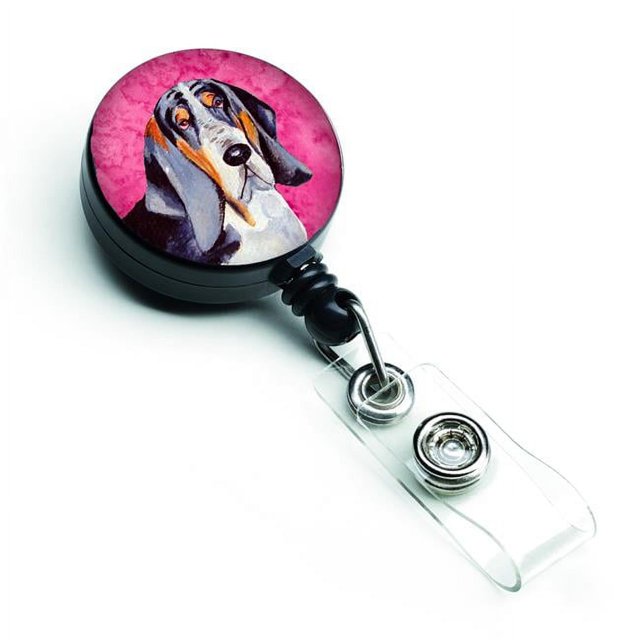 Carolines Treasures LH9372PKBR Basset Rose Hound Rétractable Badge Bobine