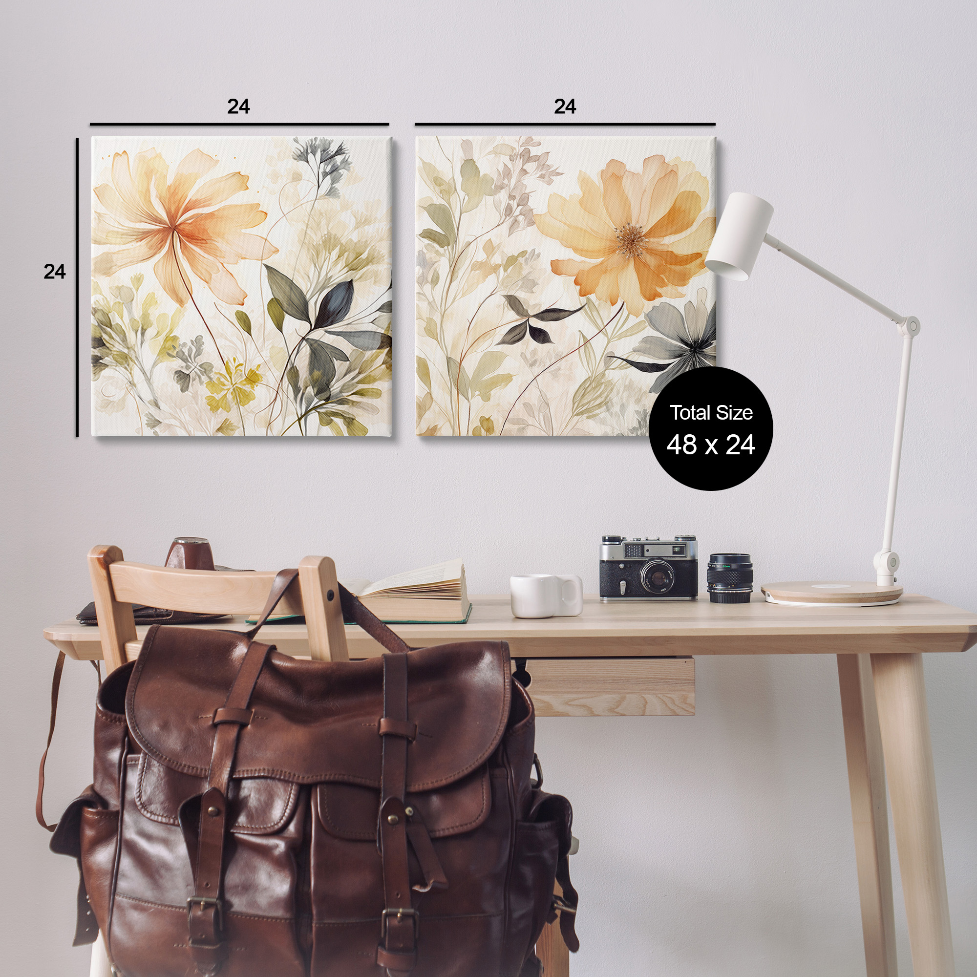 Stupell Industries Muted Cottage Flowers Botanical & Floral Painting Gallery Wrapped Canvas Art Print Wall Art, 24 x 24, Set of 2
