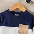 thumbnail image 5 of Caqnni Baby Girls Color Block Long Sleeve Sweatshirt Tops + Pants Set Baby Girl Fall Winter Clothes Fall Winter Outfit for Girls 6 9 12 18 24 Months，Blue，12-18 Months, 5 of 6
