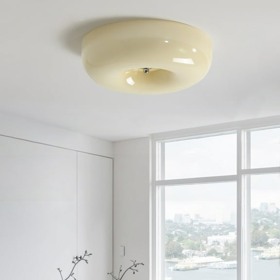 Arturesthome Living Room Cream Round Ceiling Lamp Bauhaus Milky Glass Lighting
