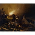 thumbnail image 3 of Egbert van der Poel 14x12 Black Modern Framed Museum Art Print Titled - Massers in Front of a Burning Village, 3 of 5