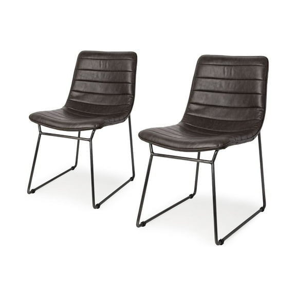 Mercana Thornton I Black Faux-Leather Black Metal Dining Chair (Set of 2)