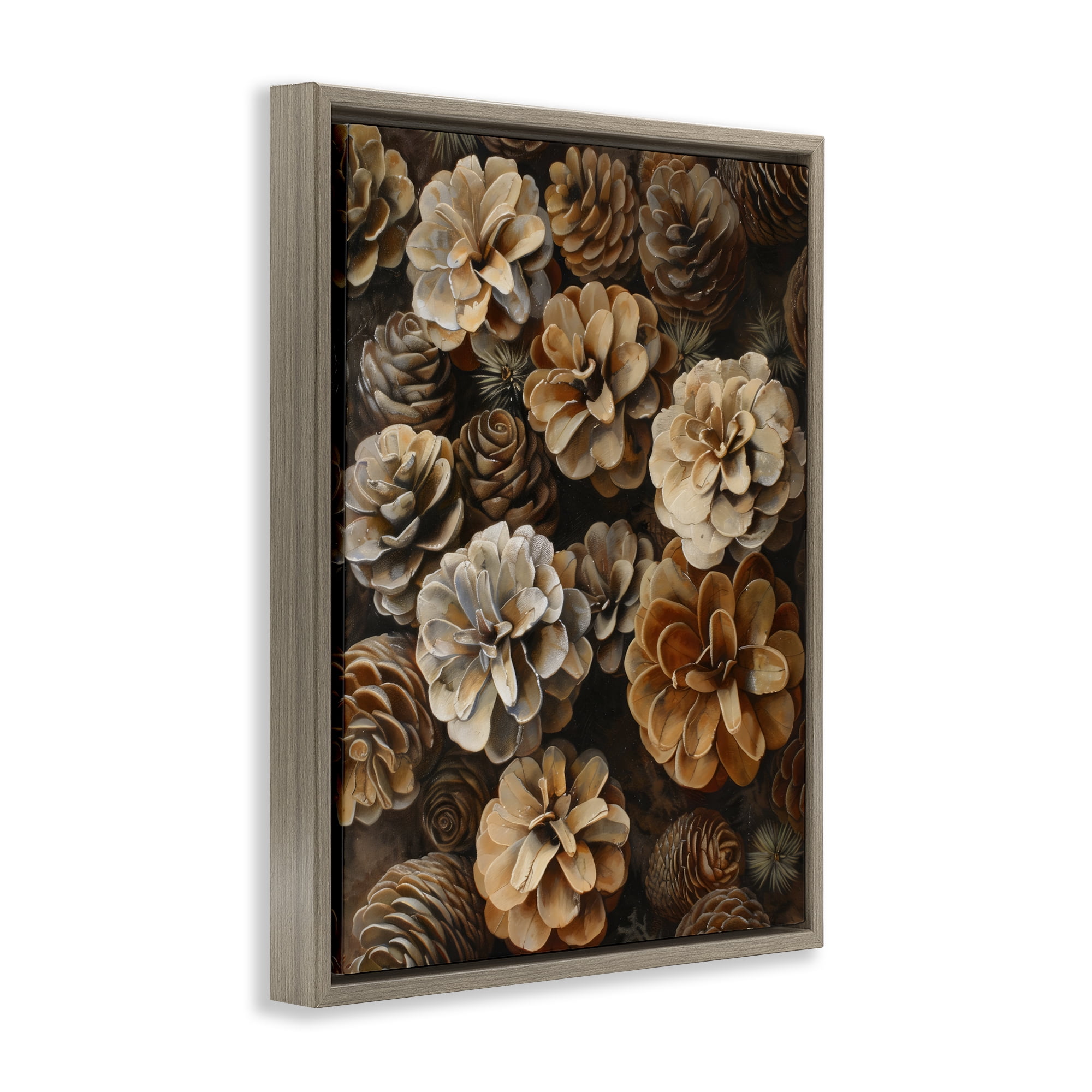 Stupell Industries Pinecone Arrangement Rustic Botanicals Brown Framed Floater Canvas Wall Art, design by Creative Studio