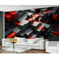 thumbnail image 2 of 3D Geometric Cube Wall Murals, Red Black Cube Murals For TV Background, Modern Fashion Poster For Living Room, Solid Geometry Wall Photo, Geometry Home Decor & Gift 197"W x 118"H (Not Peel and Stick), 2 of 6