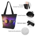thumbnail image 7 of Cauagu Planets And Stars Print Canvas Aesthetic Tote Bag for Women Beach Bag Shopping Bags Shoulder Bag Reusable Grocery Bags, 7 of 7
