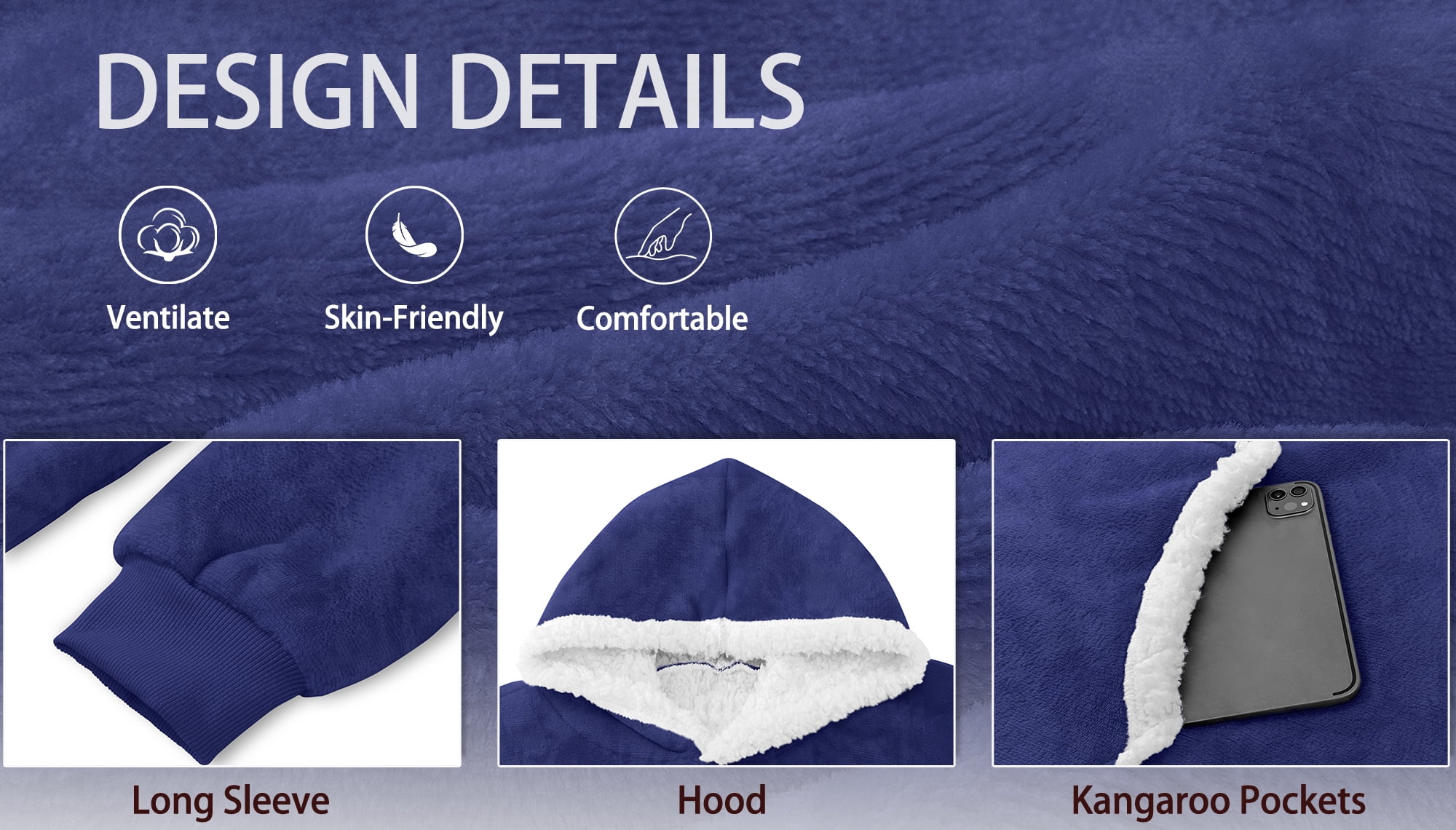 Fantaslook Wearable Blanket Hoodie for Women and Men, Oversized Sherpa Fleece Blanket Sweatshirt with Sleeves & Pocket