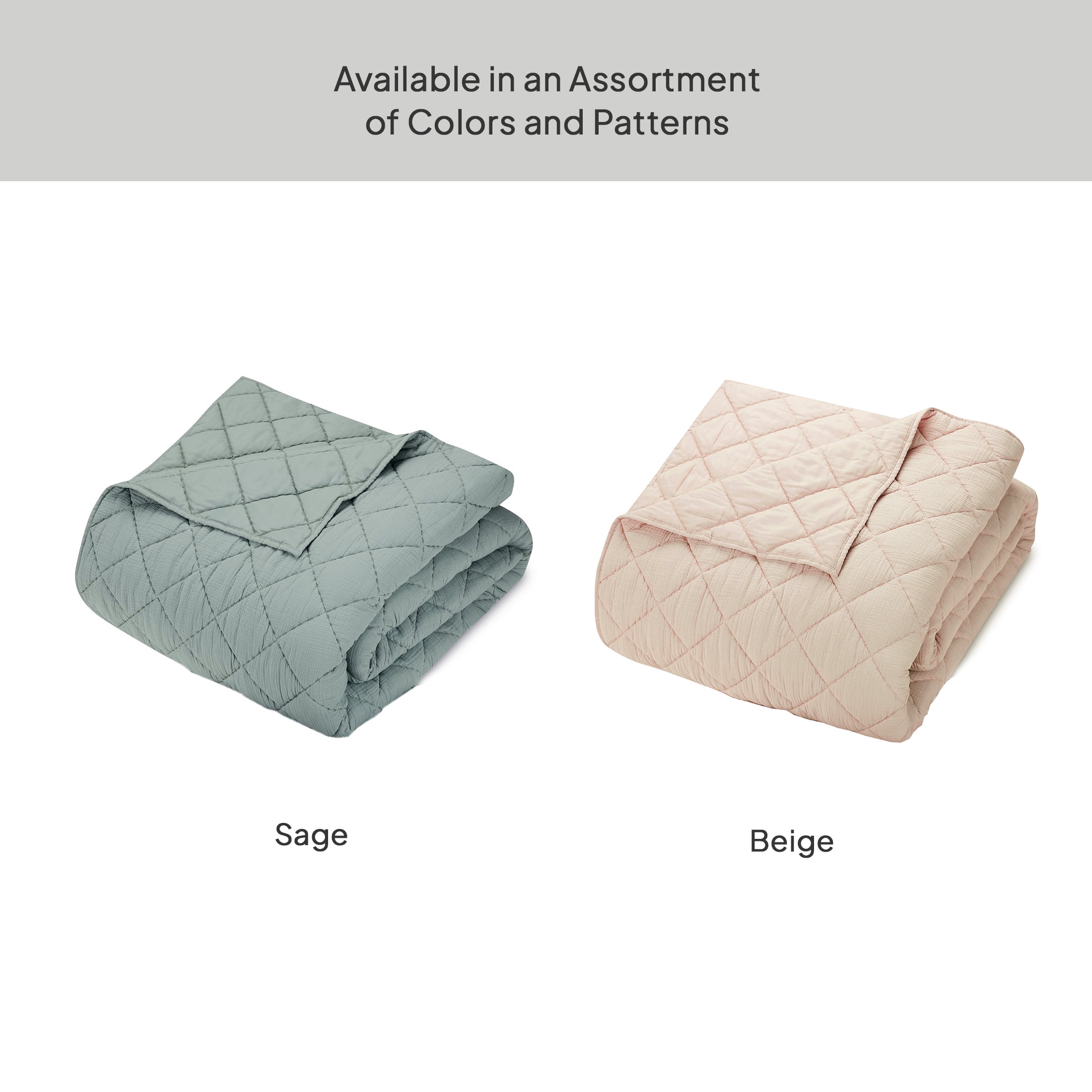Better Homes & Gardens Diamond Gauze Quilt, Sage, King, All Ages