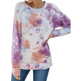 thumbnail image 4 of TWZH Women Tie-dye Splicing Long-sleeved Round Neck Gradient Print Sweatshirt Tops, 4 of 6