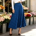 thumbnail image 6 of Jovrlynd Plaid Skirts for Women A Line High Waist Pleated Midi Skirts with Pockets Trendy Western Fall Flared Long Skirts, S-3XL, 6 of 9