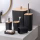 thumbnail image 1 of Juego de baño, juego de accesorios de baño de 6 piezas, juego de accesorios de baño con cepillo para inodoro, bote de basura, dispensador de jabón, juego de baño de seis piezas negro, 1 of 6