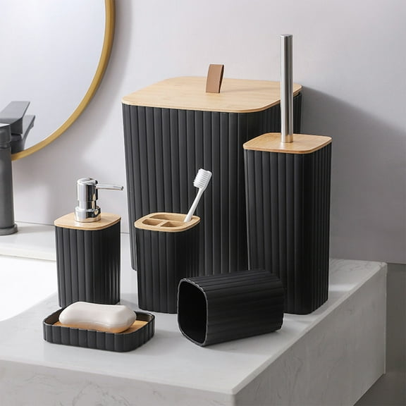 Bathroom Accessories Set, 6PCS Bathroom Accessory Set, Bathroom Sets with Toilet Brush, Trash Can & Soap Dispenser A Clearance!
