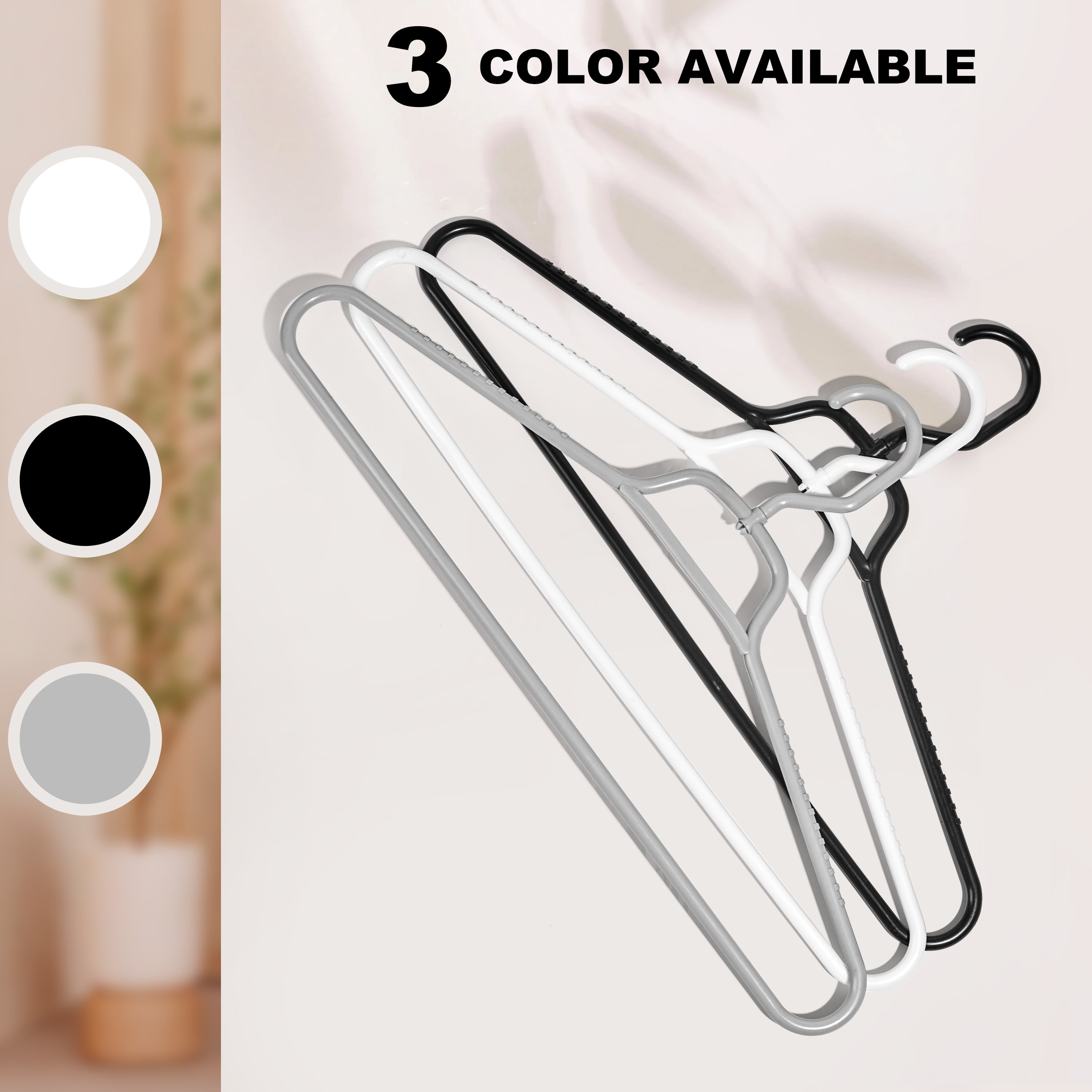 Quality Hangers Heavy Duty White Plastic Hangers 120-Pack with Swivel Hook | 7mm Thick Non Slip Coat Hangers with Accessory Bar | Ideal Clothes Hangers Plastic for Everyday Use | 17 Inches 120, White