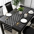 thumbnail image 3 of Modern Black Geometric Table Runner 36 Inches Long, Abstract Art Morocco Aesthetic Kitchen Coffee Dining Table Decoration for Home Party Birthday Wedding Home Decor 13x36 Inches, 3 of 8