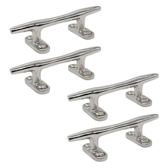 MARINE CITY Open Base Cleat, 316 Stainless Steel, Heavy Duty Mooring Cleat 4-Inch for Boats, Yachts, Marines Pack of 4