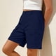 thumbnail image 5 of Pantalones de Carga de las Mujeres con Bolsillos Color Sólido Ropa de Trabajo Elástica Cintura Multi-Bolsillo Pantalones de Cinco Pulgadas, 5 of 6