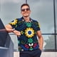 thumbnail image 4 of Balery Colorful Mexican Flower Camisa Polo de Hombre con Estampado, de Manga Corta y Tejido Medio, Camisa Tipo Golf Polo-Small, 4 of 6
