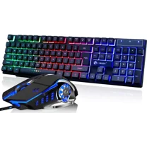 Wired Gaming Keyboard & Mouse Combo, USB Wired LED Backlight Gaming Mouse and Keyboard for Laptop PC Computer Gaming and Work