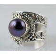 thumbnail image 4 of Navya Craft Freshwater Black Pearl Sterling Silver Statement Handmade Women Ring Size 12.0, 4 of 5