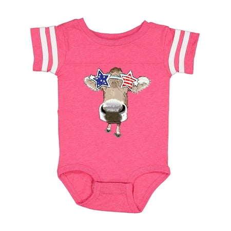 

Inktastic 4th of July Patriotic Cow in Shades Gift Baby Boy or Baby Girl Bodysuit