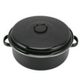 thumbnail image 1 of Covered Round Roaster, Non Stick Roasting Pan With Lid And Shelf, Speckled Black Large Capacity Multi Use Roaster Pan, Enamel Broiler Pan For Turkey, Meat, Vegetables, Sweet, 1 of 8
