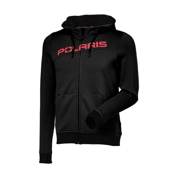 Polaris  Womens Black Tech Full-Zip Hoodie Warm Fleece Lined Zippered Pockets - X-Large 283309709
