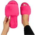 thumbnail image 4 of Fnooota Womens Slide Slippers, Indoor Non Slip Open Toe Soft Sole Fuzzy Slippers Bedroom Shoes Hot Pink Size 5.5-6, 4 of 7