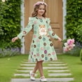 thumbnail image 3 of FKELYI Girl Long Sleeve Dress Hamster Donut Green Print Ruffle Sleeve Crew Neck Trim Dress for Birthday Party A Line Tiered Swing Pactchwork Dresses, 9-10 Y, 3 of 6