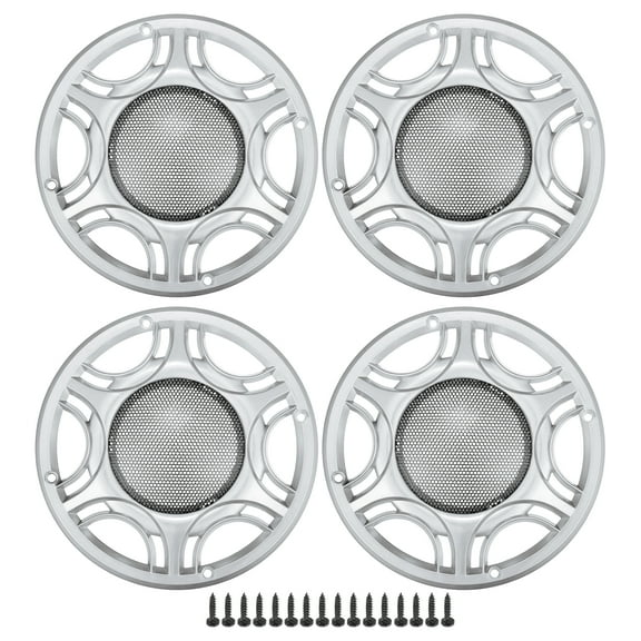 Unique Bargains 4 Pcs 6" Car Speaker Grills Cover Mesh Round Audio Subwoofer Protector with Screws Iron Silver Tone