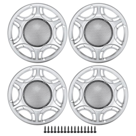 Unique Bargains 4 Pcs 6" Car Speaker Grills Cover Mesh Round Audio Subwoofer Protector with Screws Iron Silver Tone