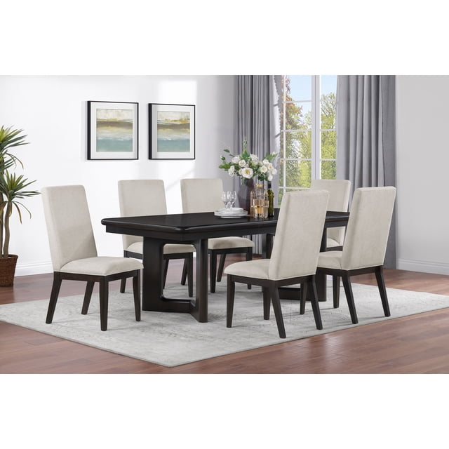 Hathaway Juego de mesa de comedor rectangular de 7 piezas Acacia Marrón