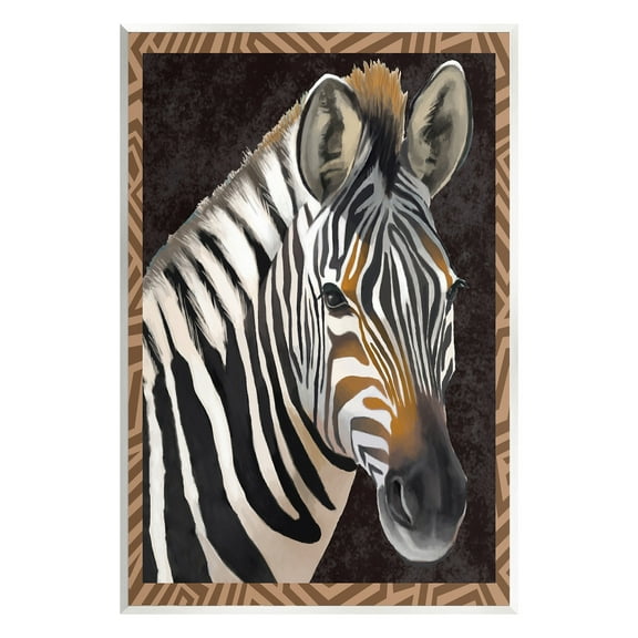 Stupell Industries Zebra with Geometric Border Animals & Insects Painting Unframed Art Print Wall Art, 10 x 15
