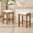 thumbnail image 2 of Guyou 27" Farmhouse Wooden Bar stools, Backless Saddle Counter Height Stools with Upholstered Cushion for Kitchen Island/Counter/Bar, Linen Beige(Set of 4), 2 of 7