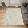 thumbnail image 2 of Floral Turkish Area Rug, Vintage Soft Greenery Dotted Background Nature Inspiration Image Art, Soft Carpet for Living Room Decor with Distressed Look, 4' X 5.7', Pale Seafoam, by Ambesonne, 2 of 4