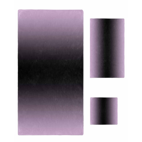 Purple Black Ombre Towel Set of 3, Soft Microfiber Bath Towels, Hand Towel, Washcloths, Modern Gradient Abstract Art Quick-Dry Absorbent Towels for Bathroom Kitchen Hotel Beach Gym Spa