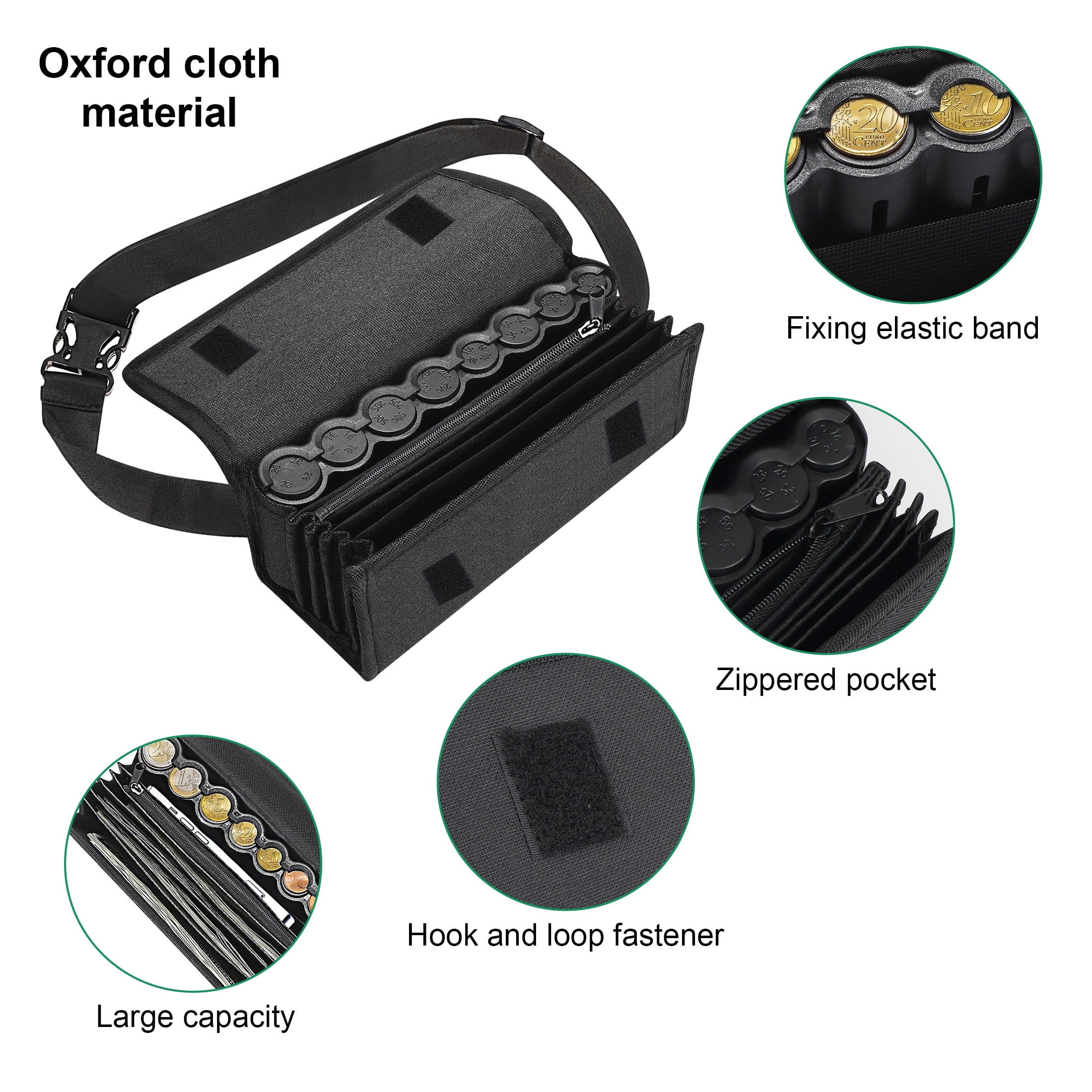 TSV U.S. Coin Holder, Fanny Pack with Banknote Coin Dispenser