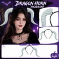 thumbnail image 4 of Devil Horns Headband White Cosplay Dragon Horn Hair Hoop Gothic Dress Up Headpiece for Halloween Party Carnival Costume (White), 4 of 5