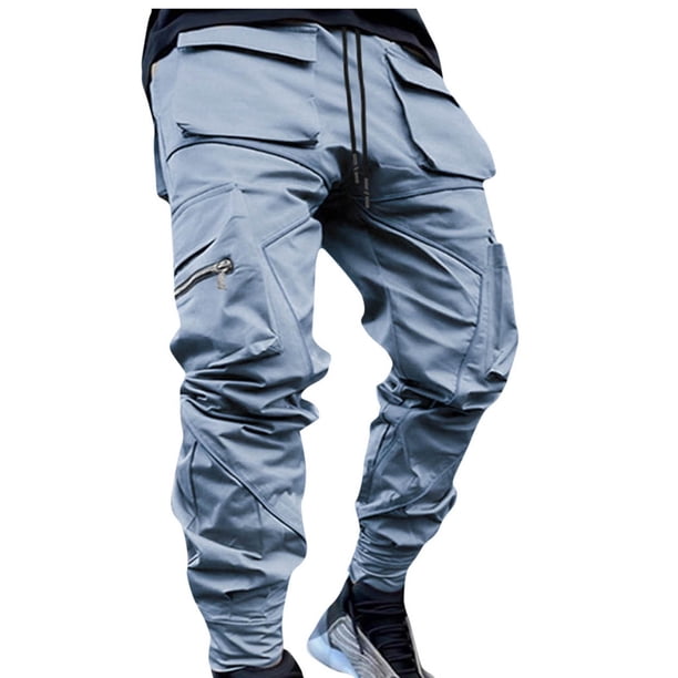 Pantalones largos para hombre, de color liso, tridimensionales, deportivos, multibolsillos, lavados, rectos, reflectantes, ligeros, cargo, para exteriores, informales, de poliéster.